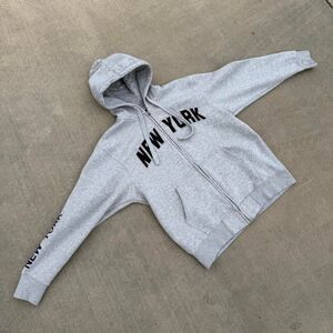 Grey vintage New York zip up hoodie- size large- has small stain easily washable